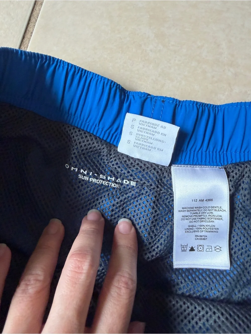 Columbia Mens Cargo Shorts S Packable Blue Belted Mesh Liner Nylon Swim Hiking